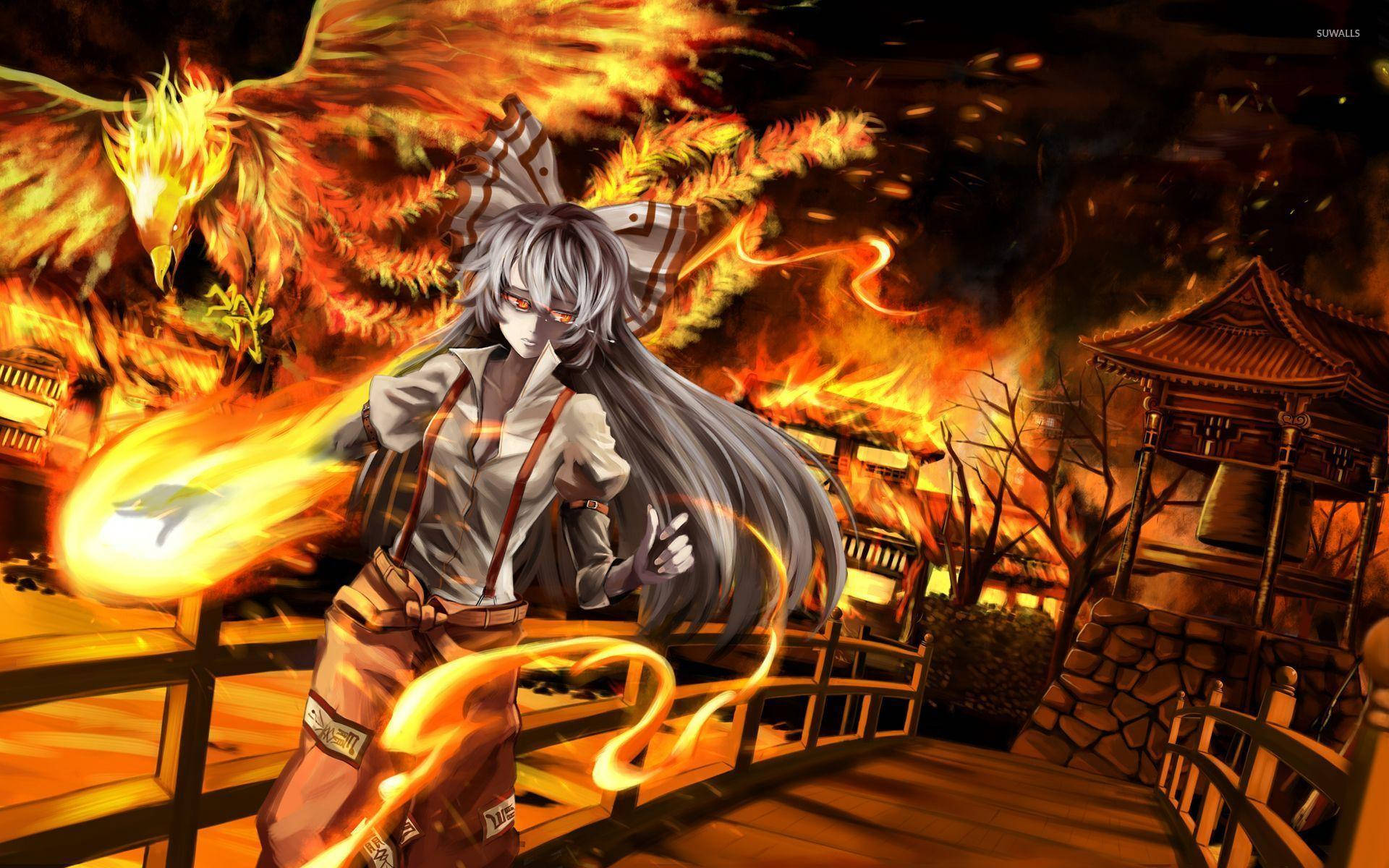 Mokou Phoenix Fire Anime Wallpaper