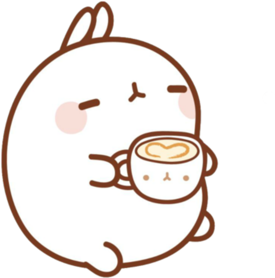 Molang Coffee Time Cute Illustration PNG