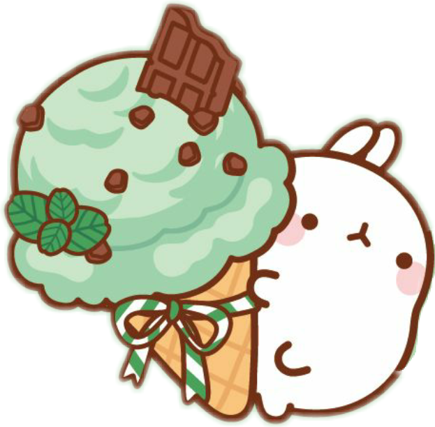 Molang Ice Cream Cone Cute PNG