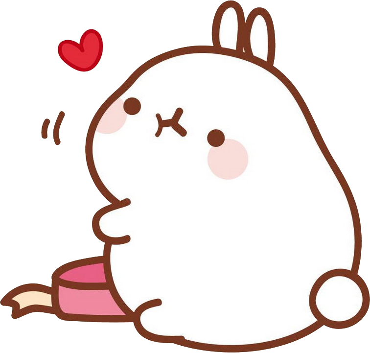 Molang Sitting With Heart PNG