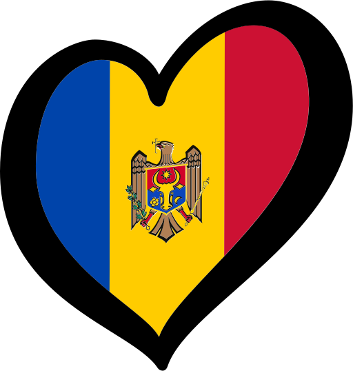 Moldova Flag Heart Shaped Graphic PNG