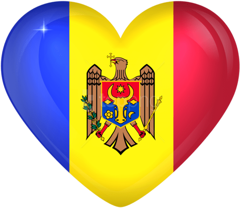 Moldova Flag Heart Shaped PNG