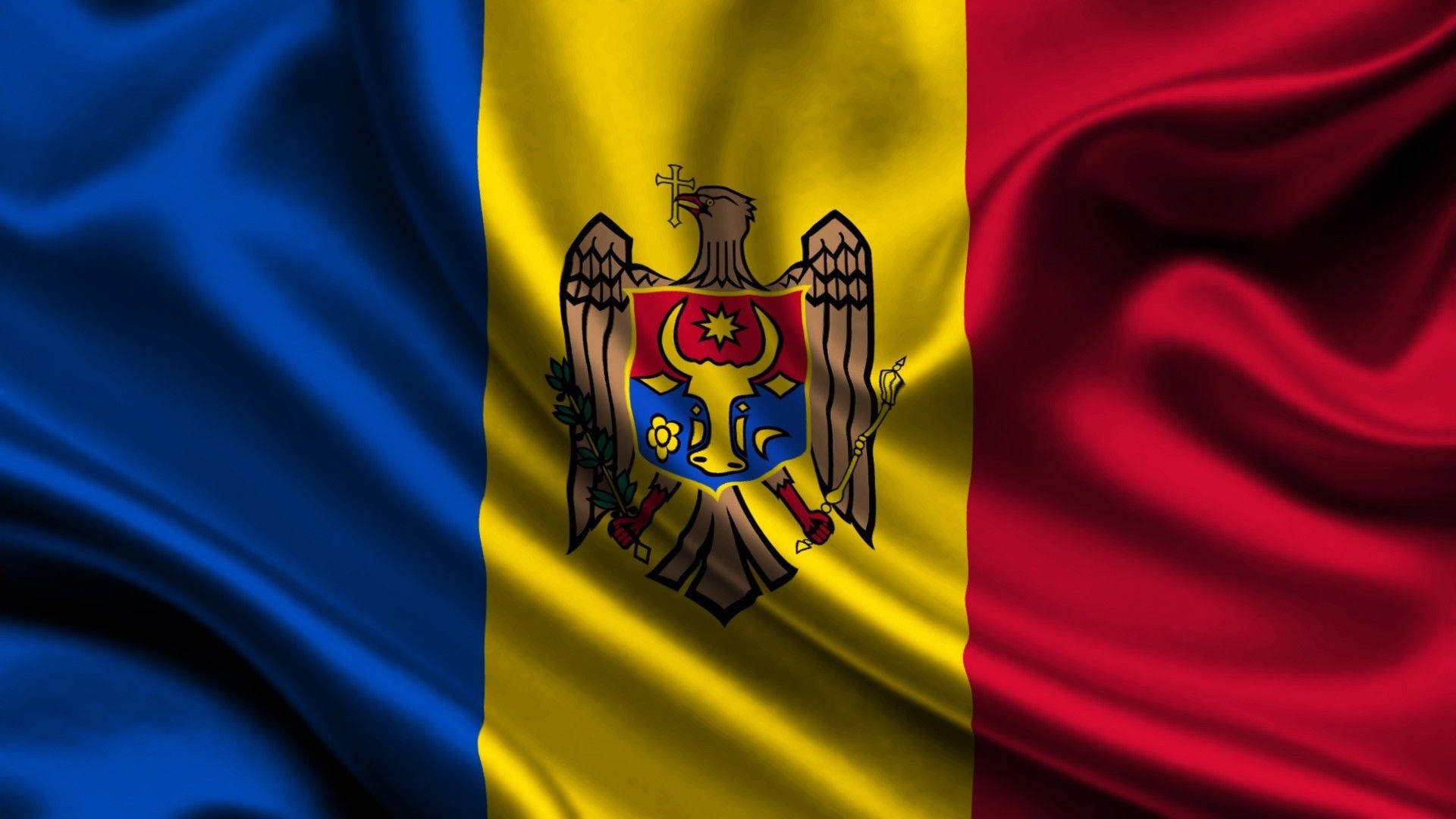 Moldova Flag In Shiny Metallic Colors