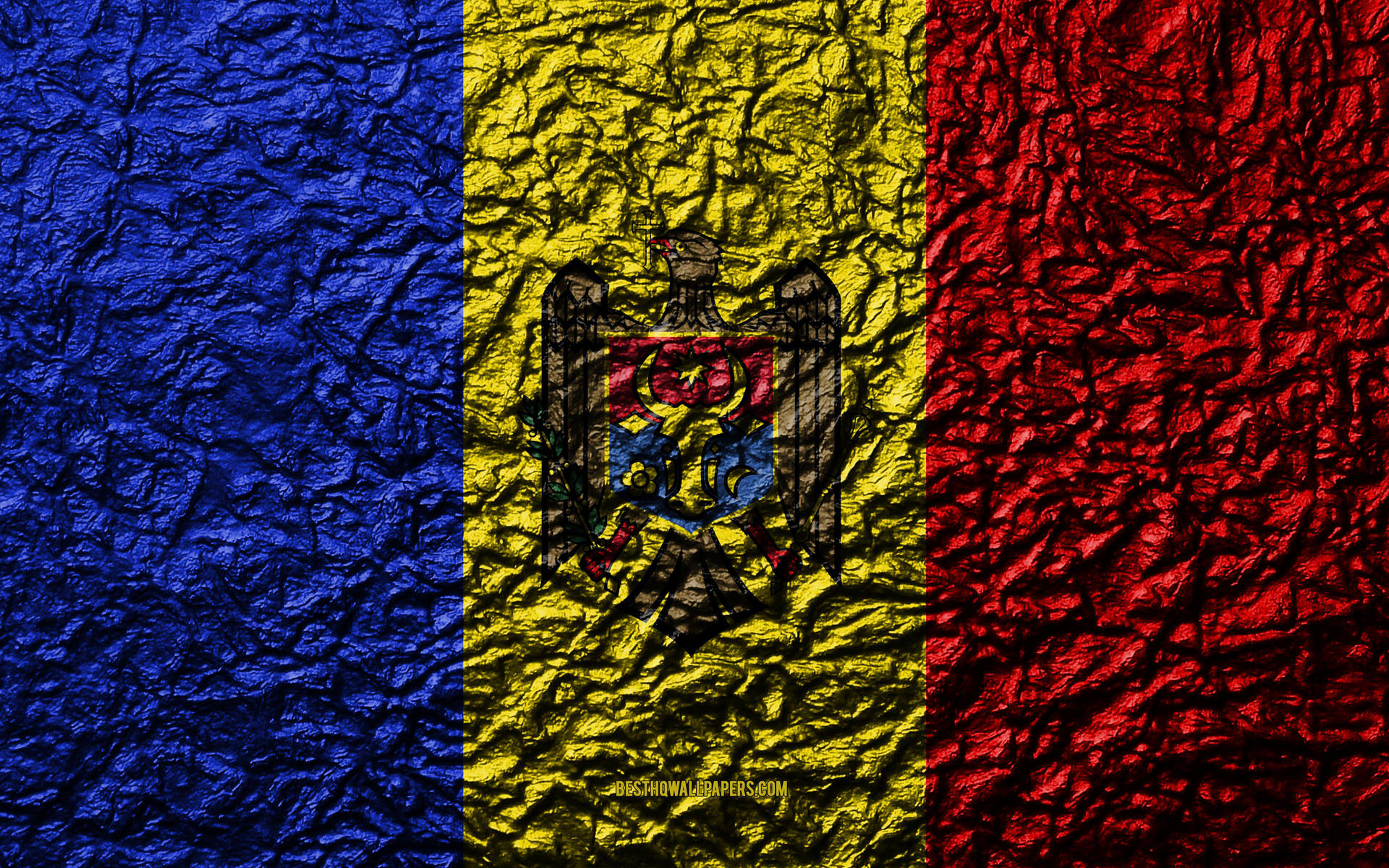 Moldova Flag Med Grov Tekstur Wallpaper