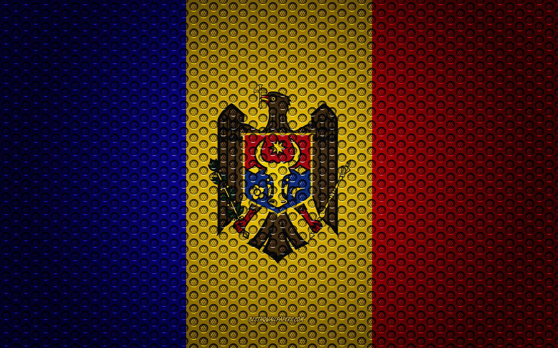 Moldova Flag Med Metal Tekstur Wallpaper