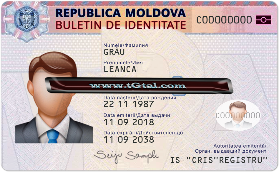 Moldova I D Card Sample PNG