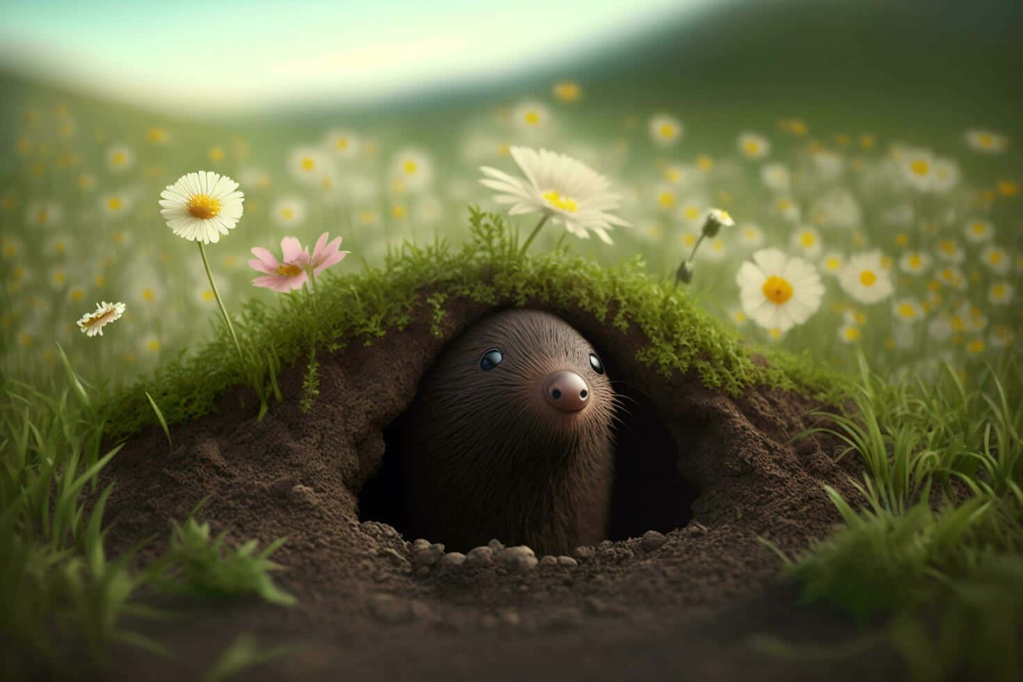 Mole Peeking Out From Burrow Wallpaper