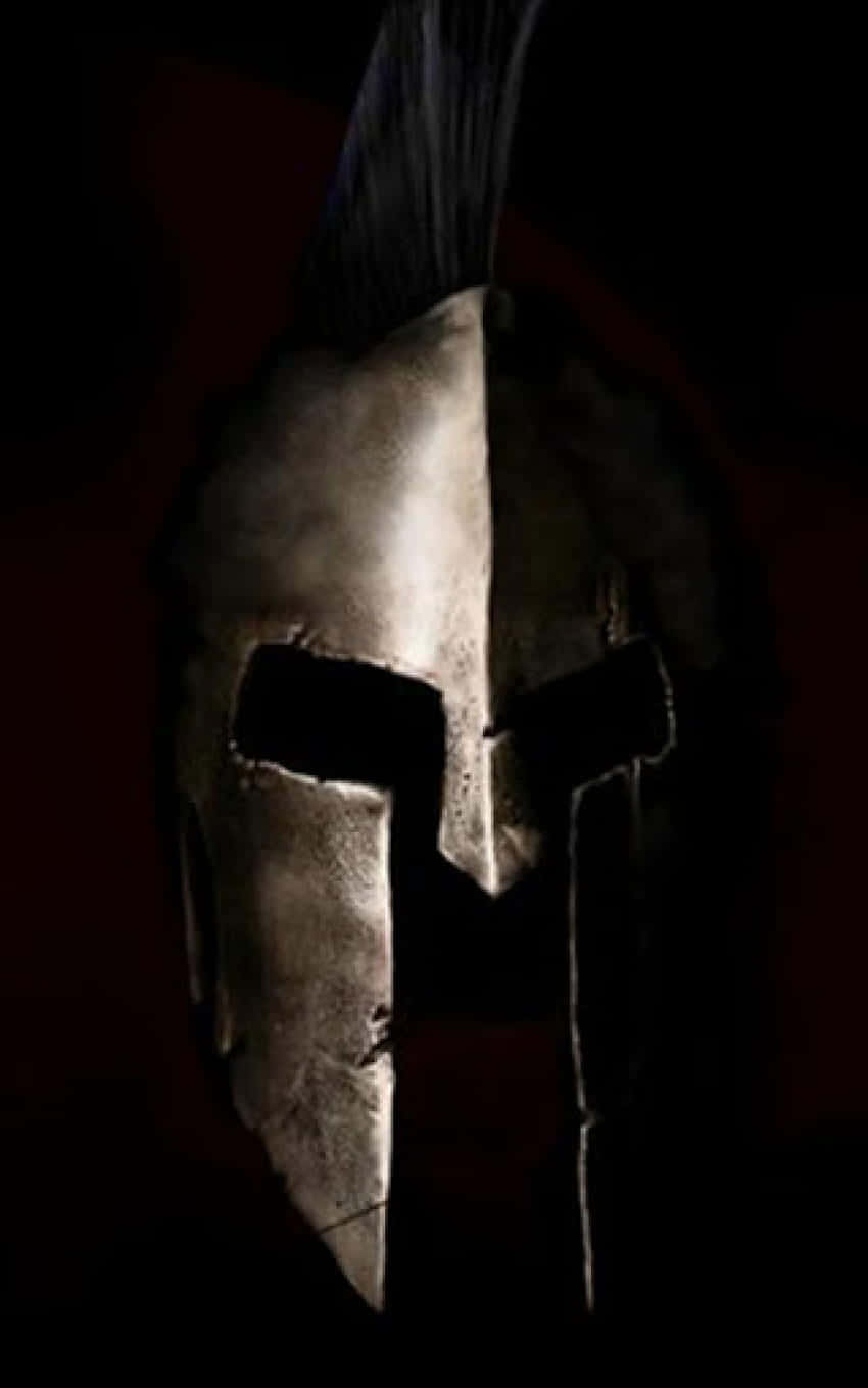 A Spartan Helmet With A Black Background Wallpaper