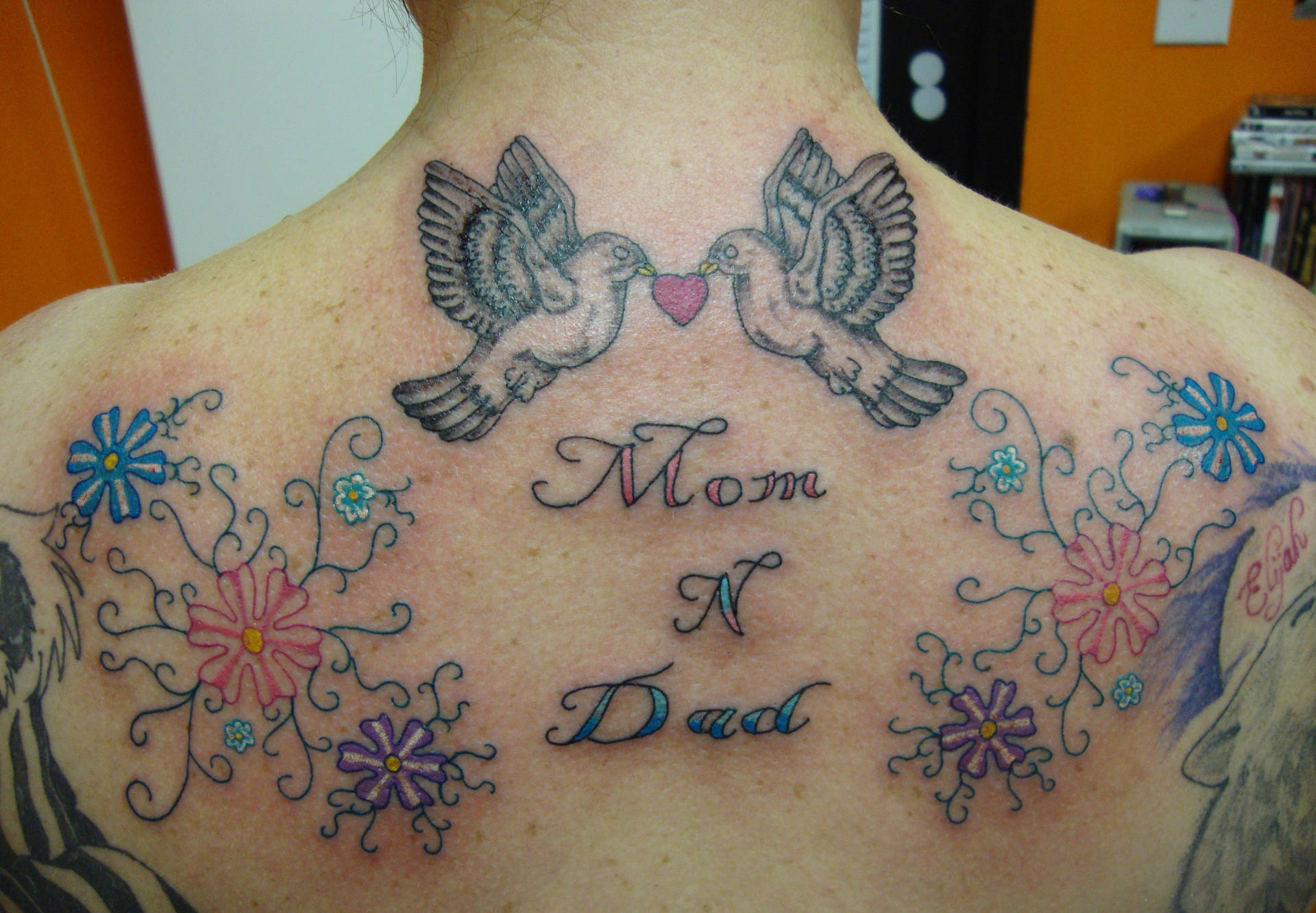 Mom And Dad Floral Tattoo Wallpaper