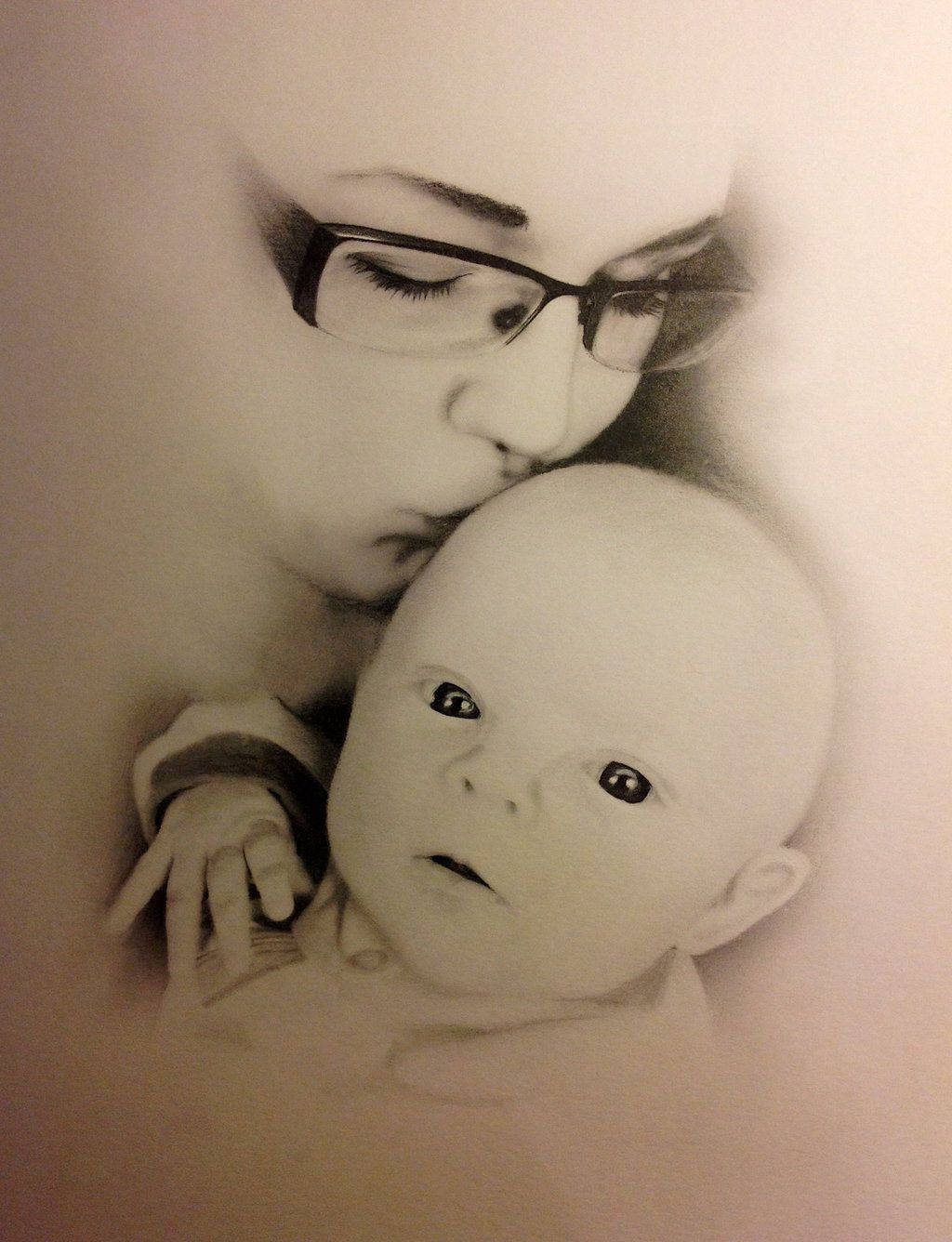 Mom and Son Illustration Wallpaper