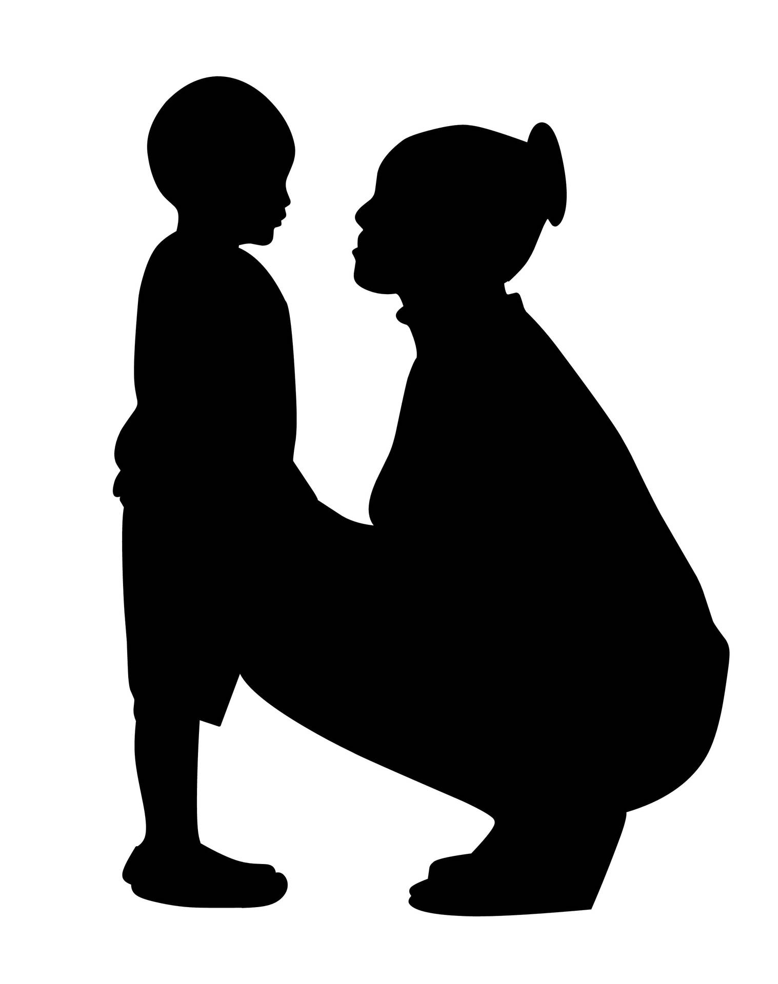 Mom and Son Silhouette Art Wallpaper
