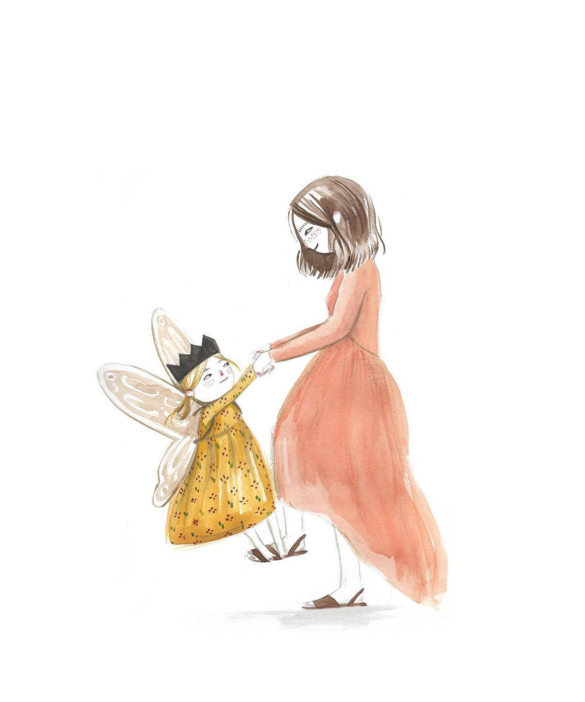 Mom Daughter Fairy Art Drawing Background
