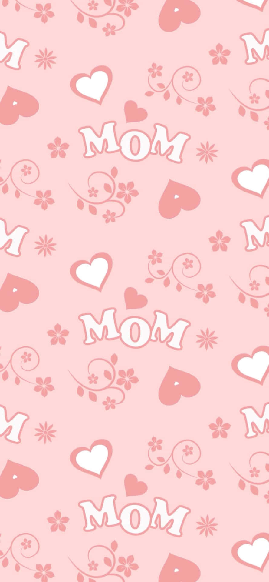 Mom Love Pattern Pink Background Wallpaper