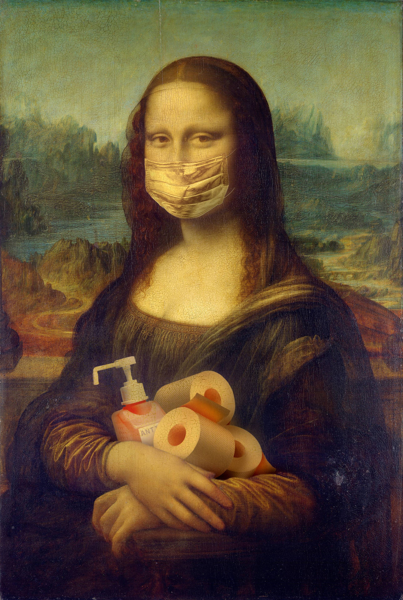 Mona Lisa | Corona Virus Telefon Tapet Wallpaper