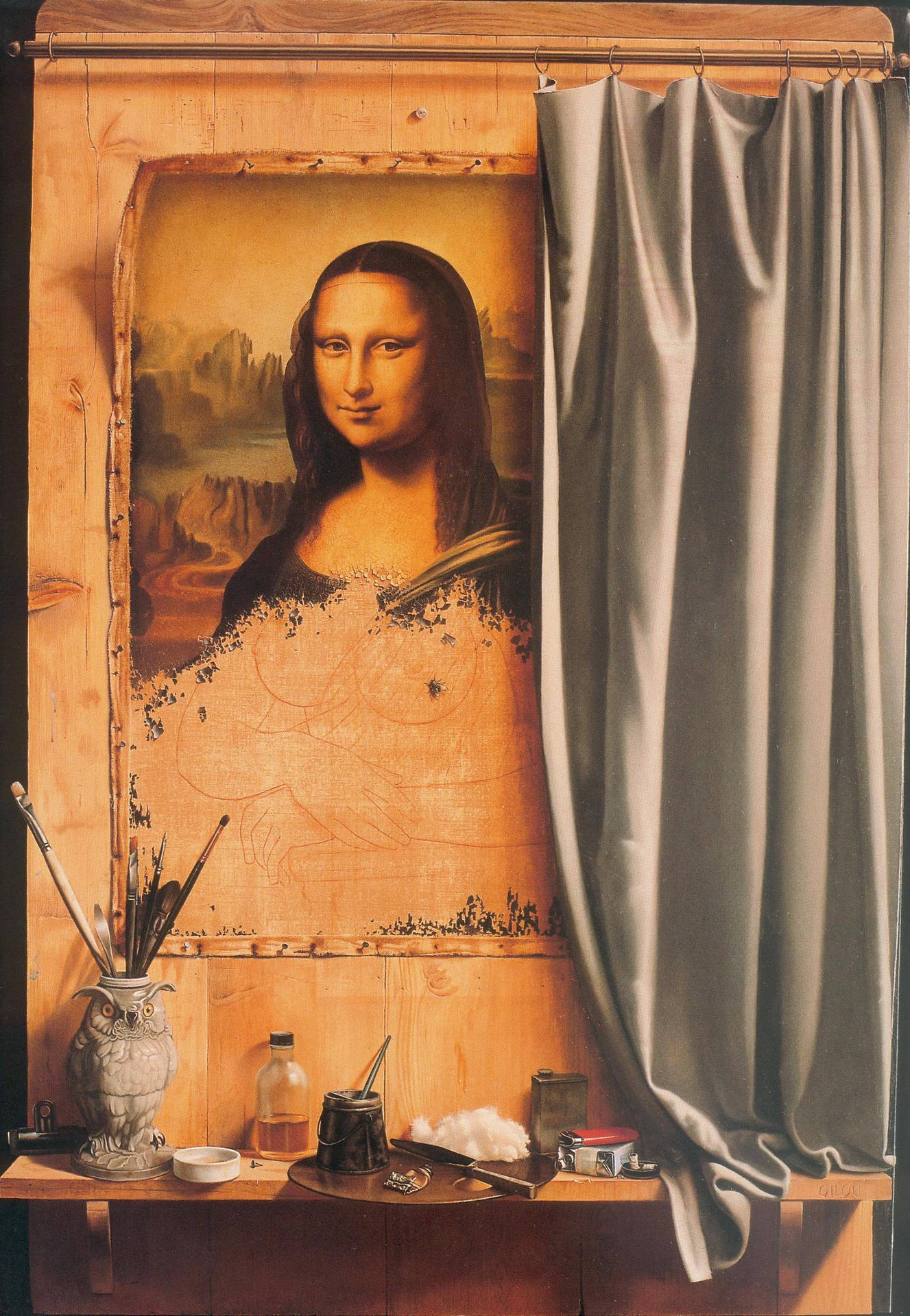 Mona Lisa Falmet Maling Wallpaper