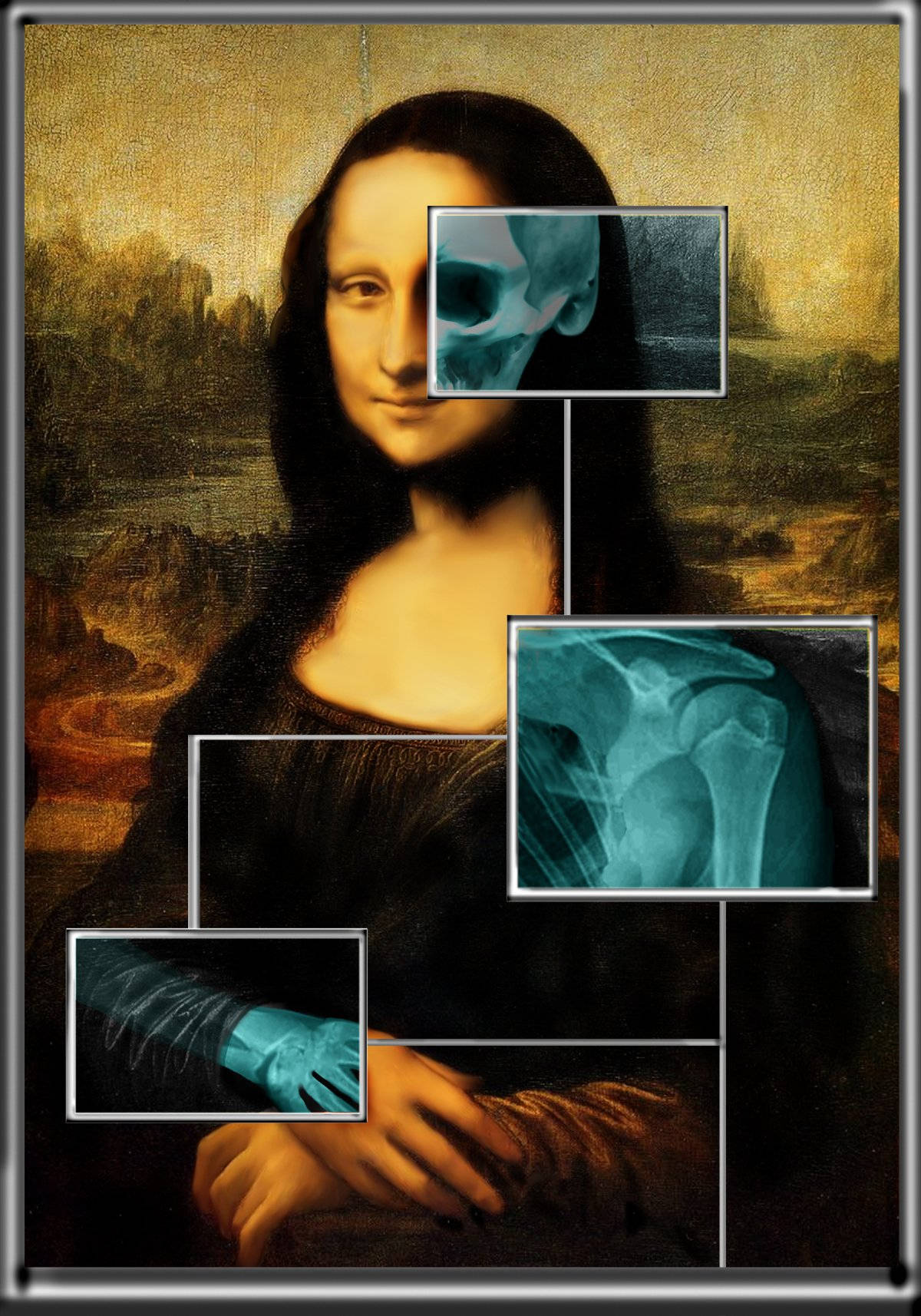 Monalisa Skeleton Kunst Telefon Wallpaper