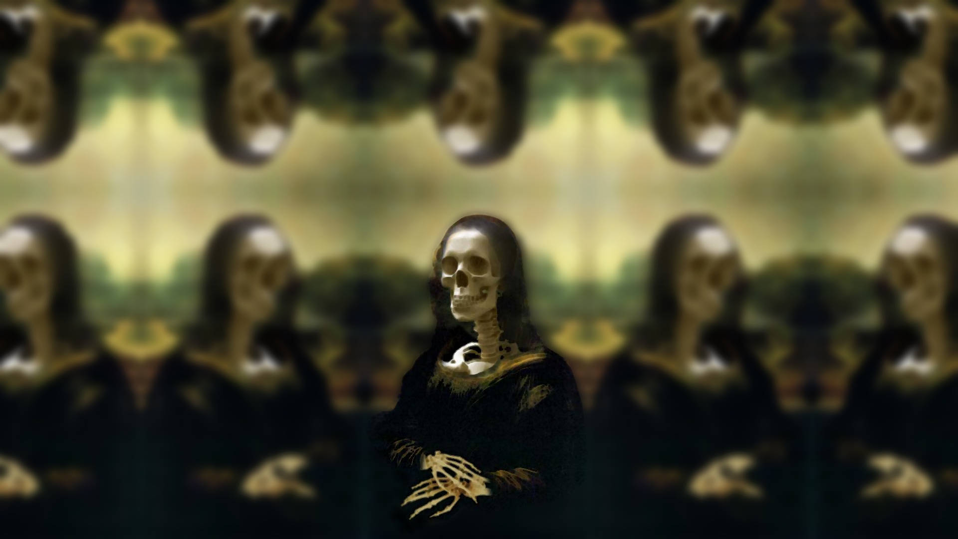 Mona Lisa Skeleton Wallpaper