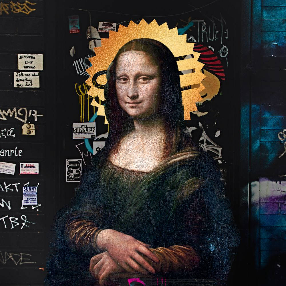 Pinturade La Mona Lisa En La Pared Fondo de pantalla