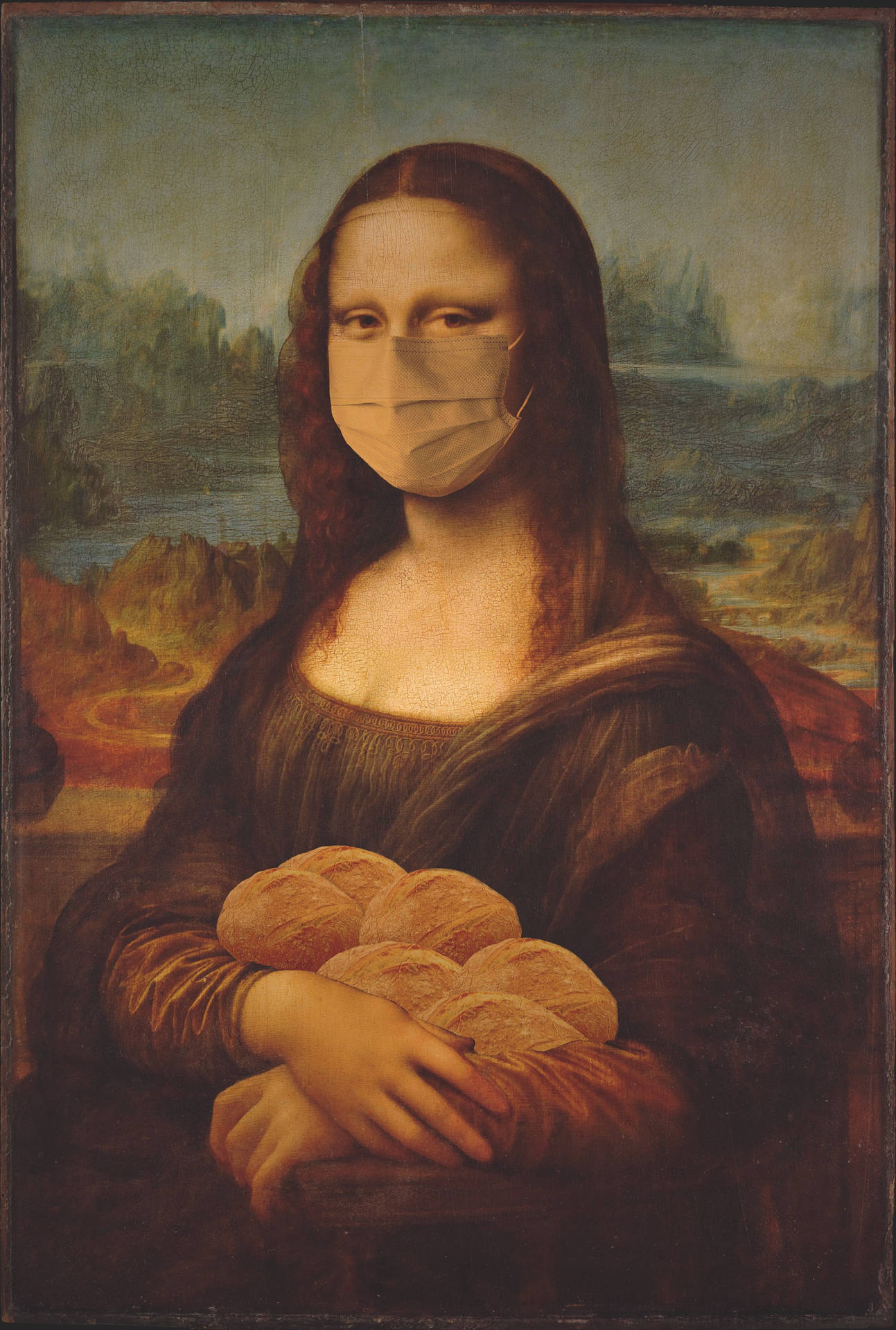 Mona Lisa Med Maske Wallpaper