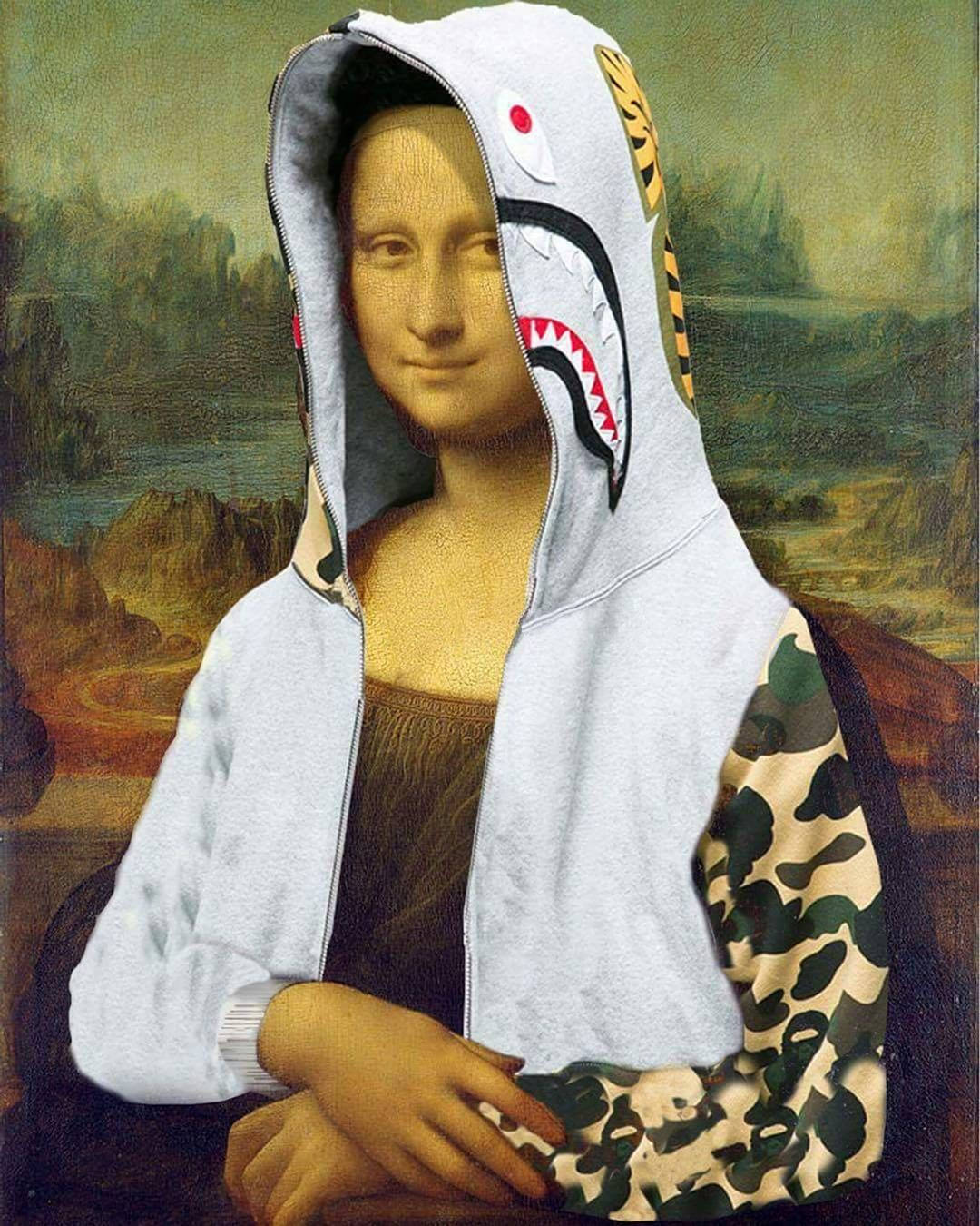 Monalisa X Bape Art: Mona Lisa I Samarbete Med Bapekonsten Wallpaper