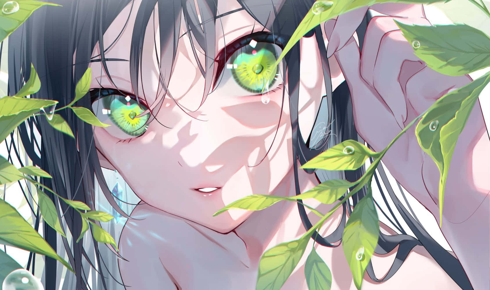 Mona Of Genshin Impact With Green Eyes Wallpaper