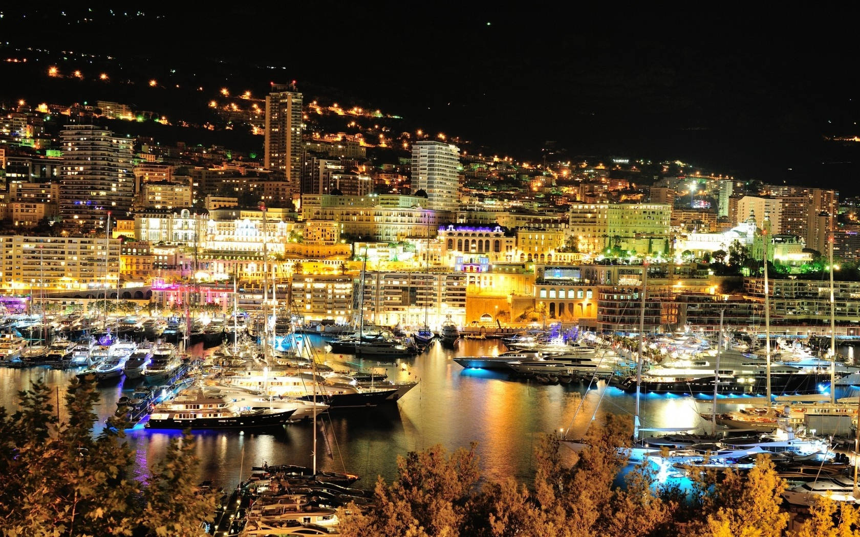 Monaco City Night Lights Wallpaper