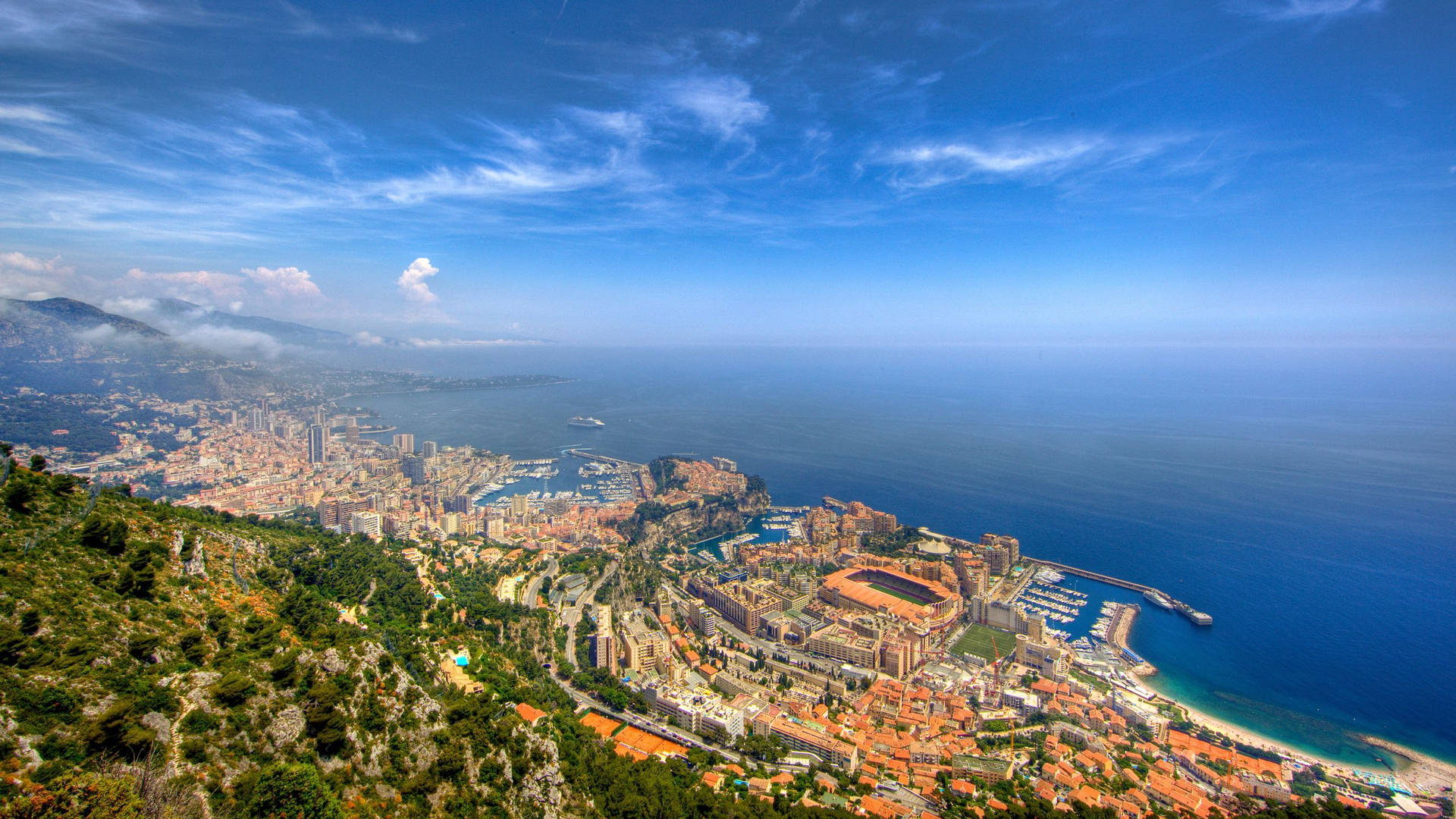 Monaco Landskab og Vandscenen din tapet Wallpaper