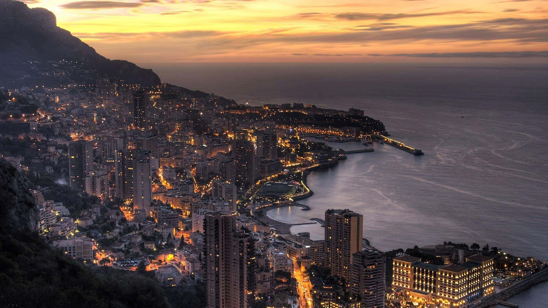 Monacosolnedgångsbild.