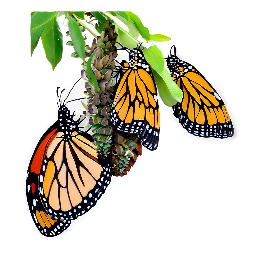 Monarch Butterflies Cluster Png Hrn PNG