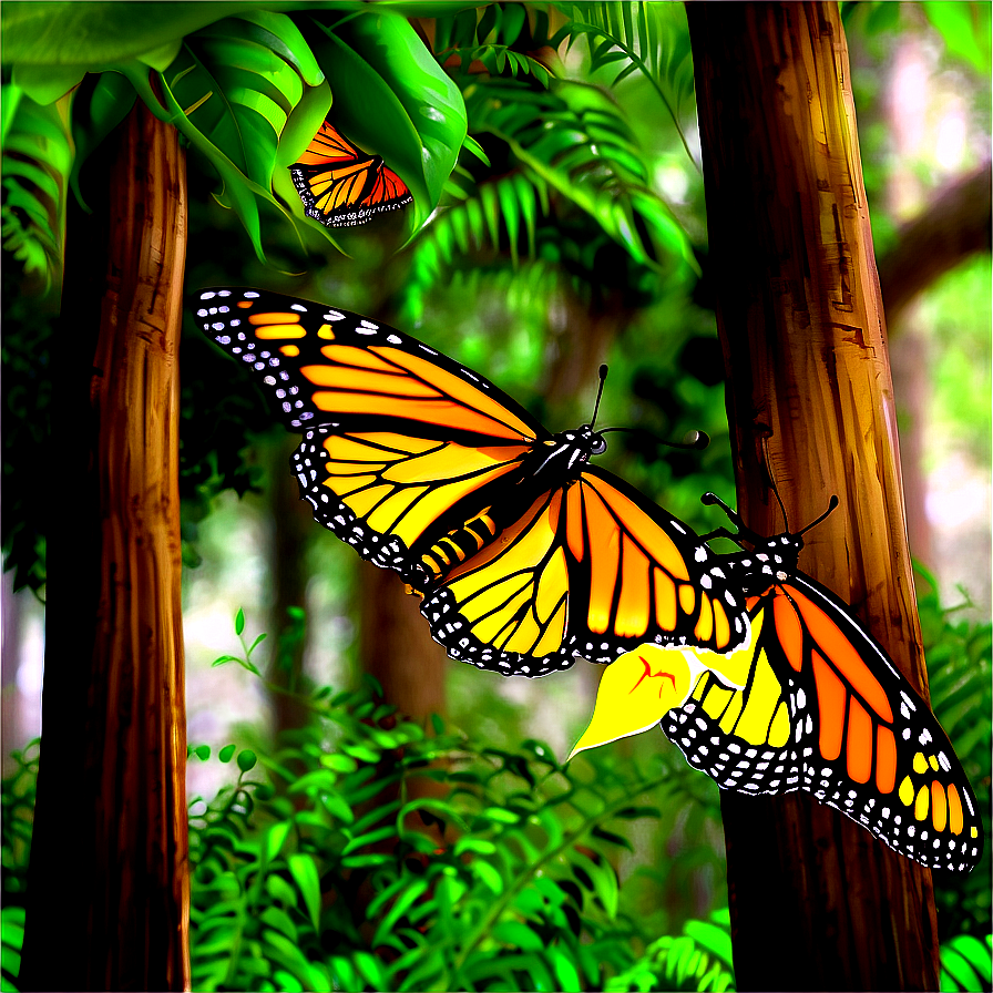 Monarch Butterflies In Forest Png 25 PNG