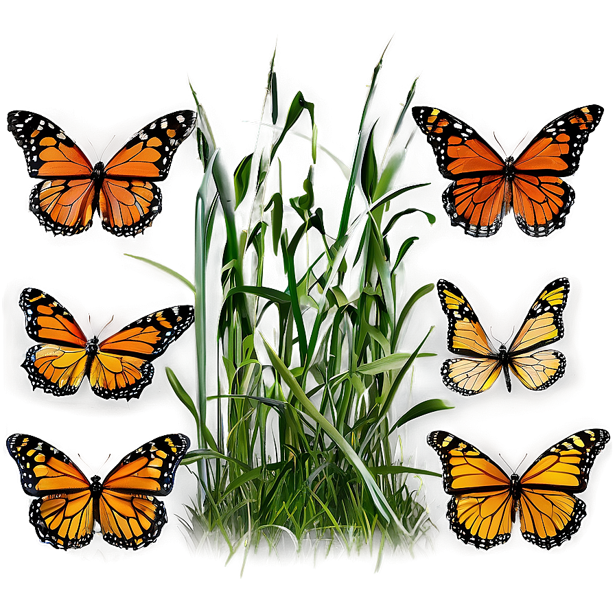 Monarch Butterflies In Grass Png Grh PNG