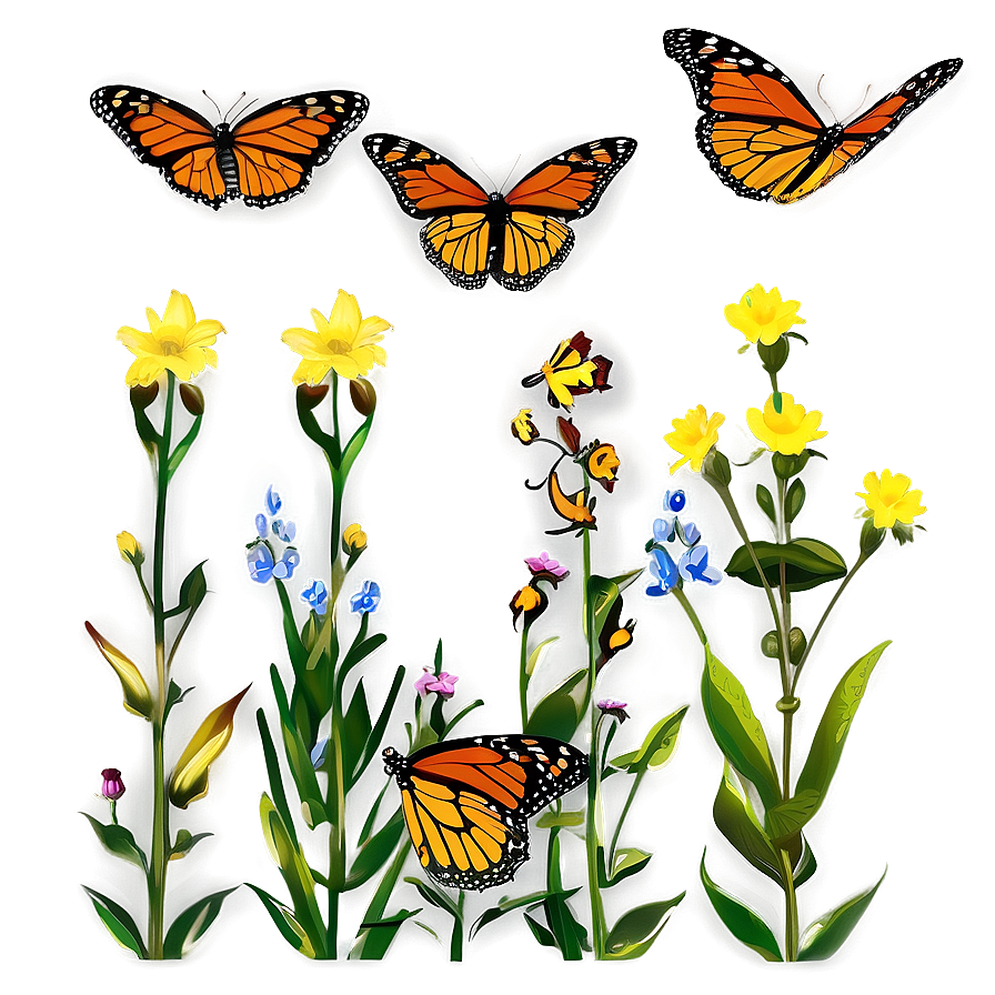 Monarch Butterflies In Meadow Png Svf PNG