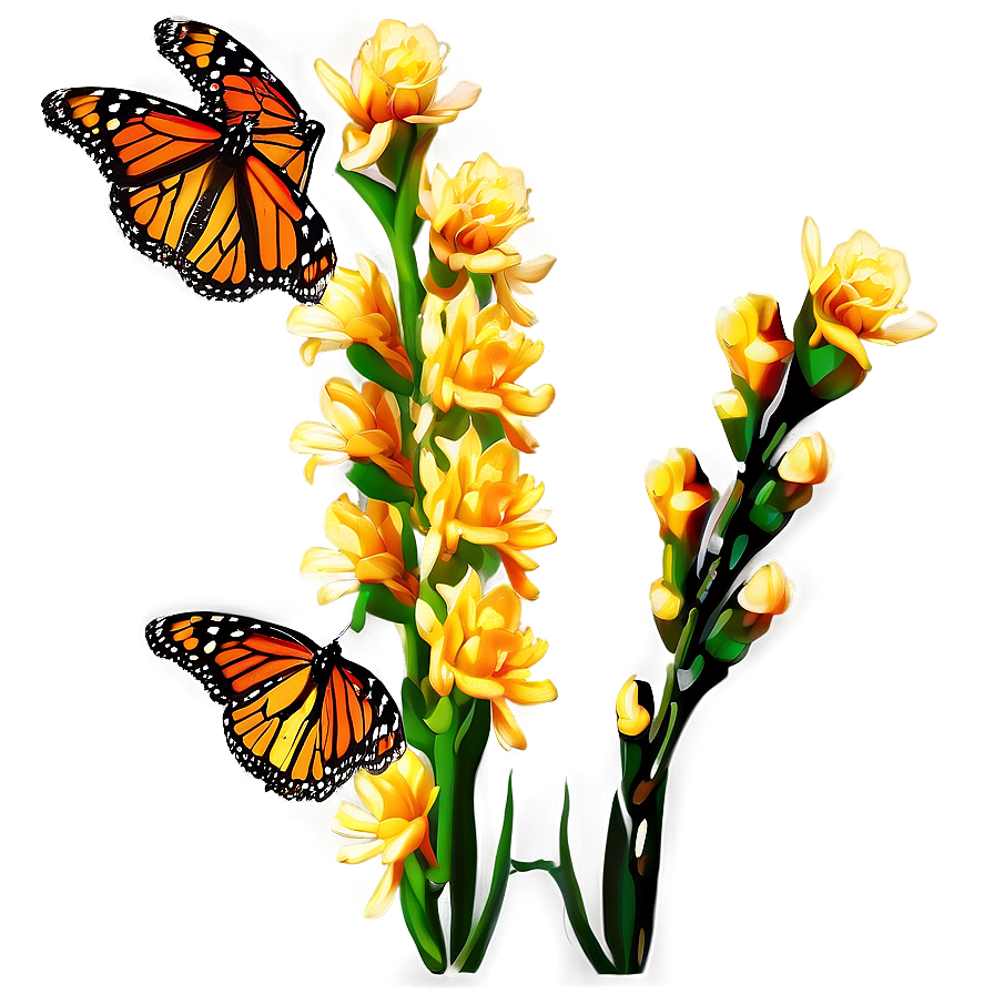 Monarch Butterflies On Flower Png Lki PNG