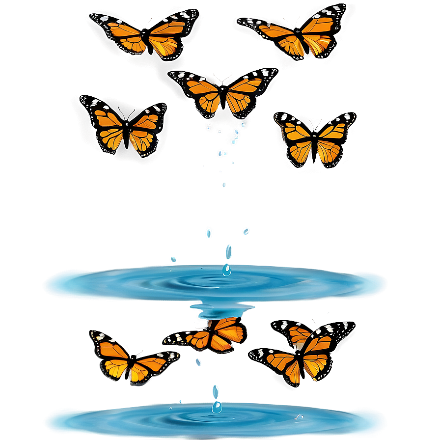 Monarch Butterflies Over Water Png 06252024 PNG