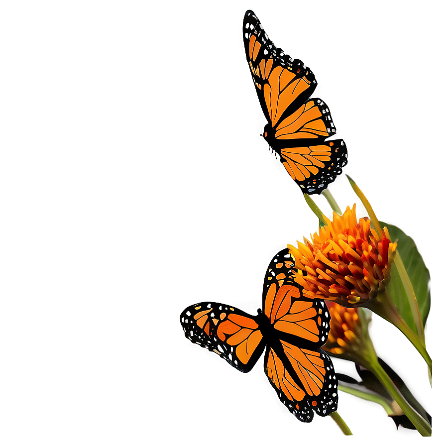 Monarch Butterflies Silhouette Sunset Png Bwc17 PNG