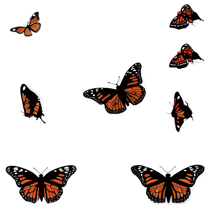 Monarch Butterflies Silhouette Sunset Png Vih52 PNG