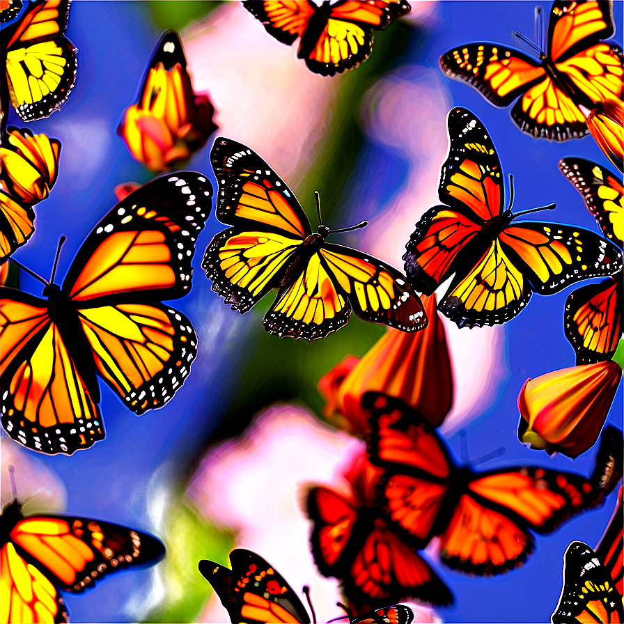 Monarch Butterflies Swarming Png 06252024 PNG