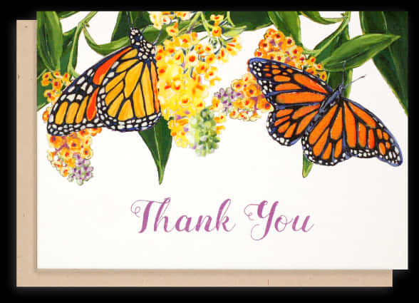 Monarch Butterflies Thank You Card PNG