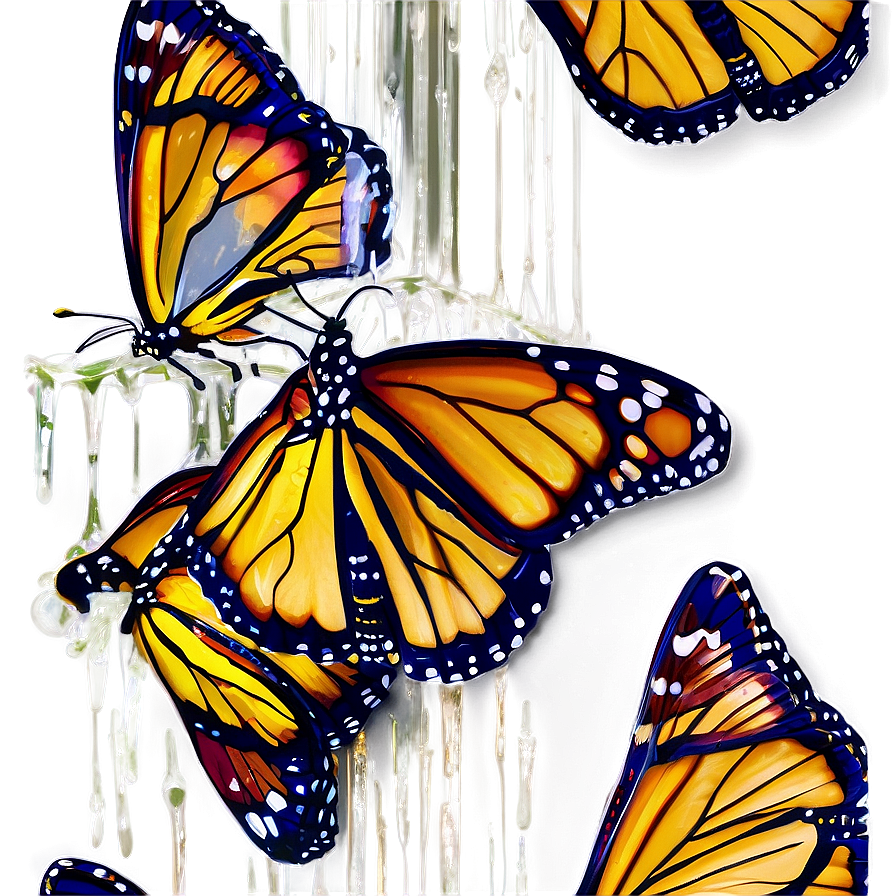 Monarch Butterflies With Dew Png 06252024 PNG