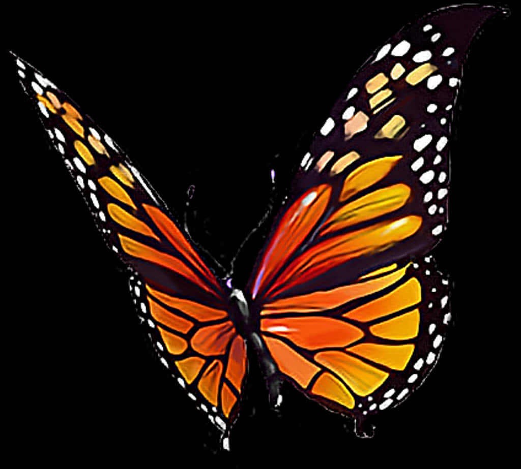 Monarch Butterfly Spread Wings PNG
