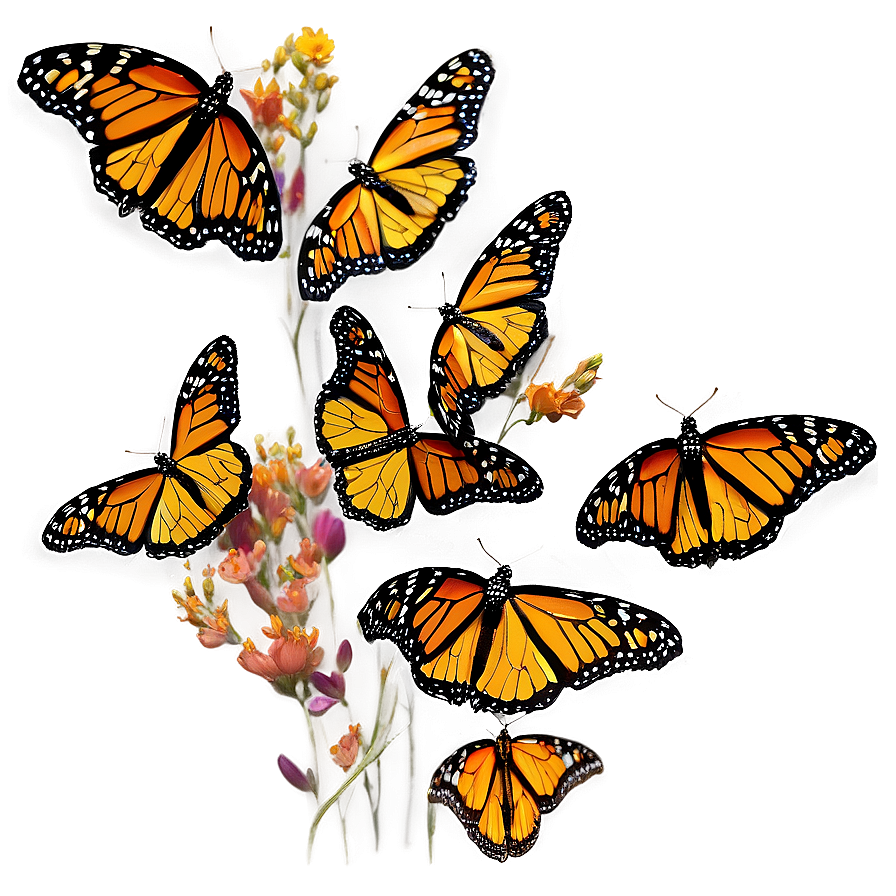 Monarch Butterfly Swarm Png Xqe PNG