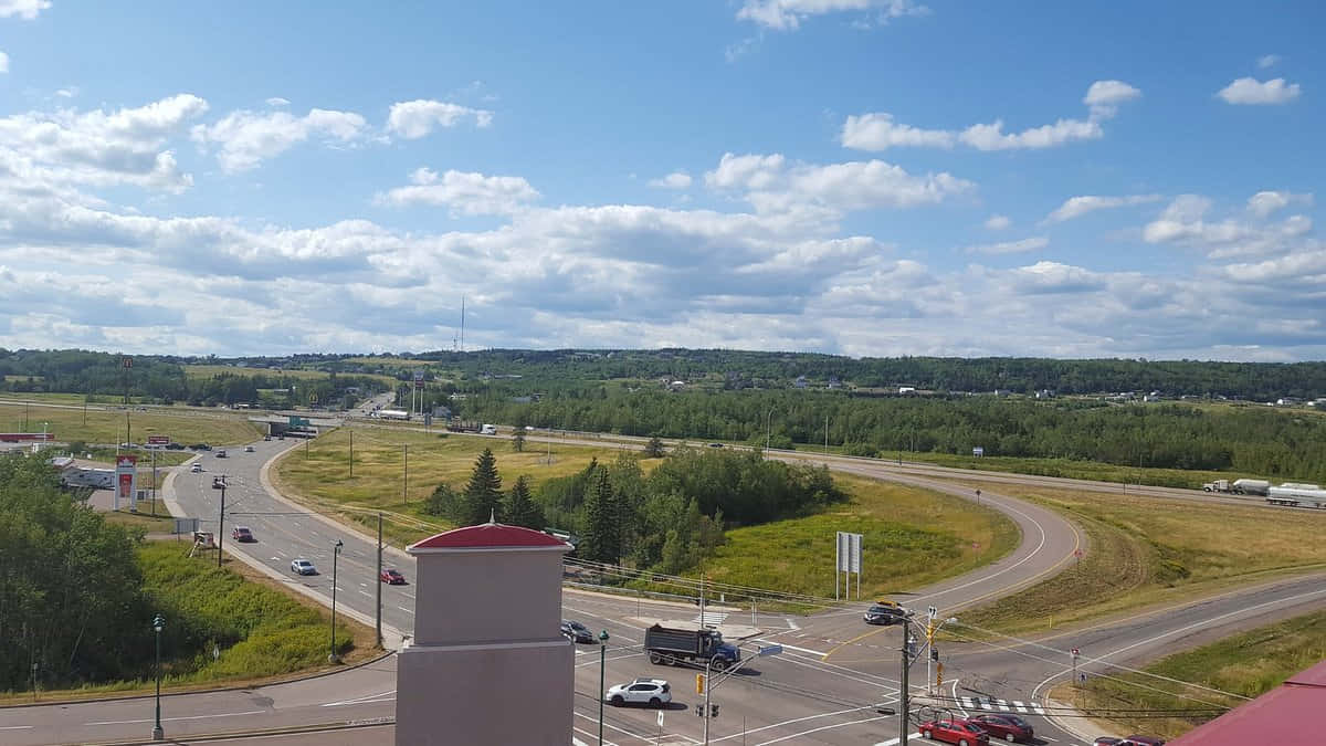 Moncton Aerial Viewof Highwayand Landscape Wallpaper