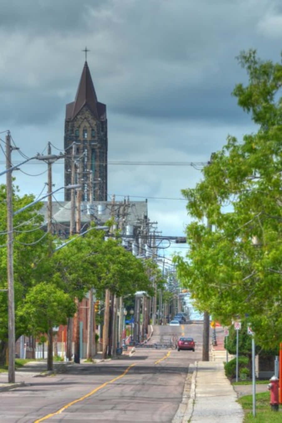 Paysage Urbain De Moncton Avec Une Église Historique Fond d'écran