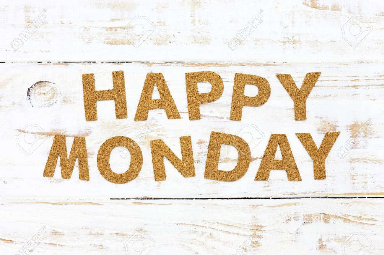 Happy Monday On Washed Wood Background Picture