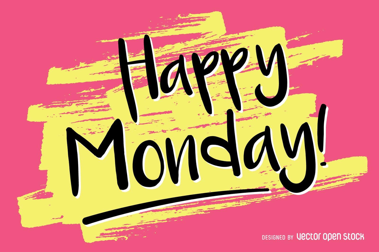 Happy Monday Handwritten Text On A Pink Background