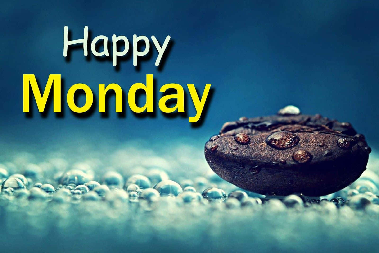 Happy Monday Water Drops And Rock Picture