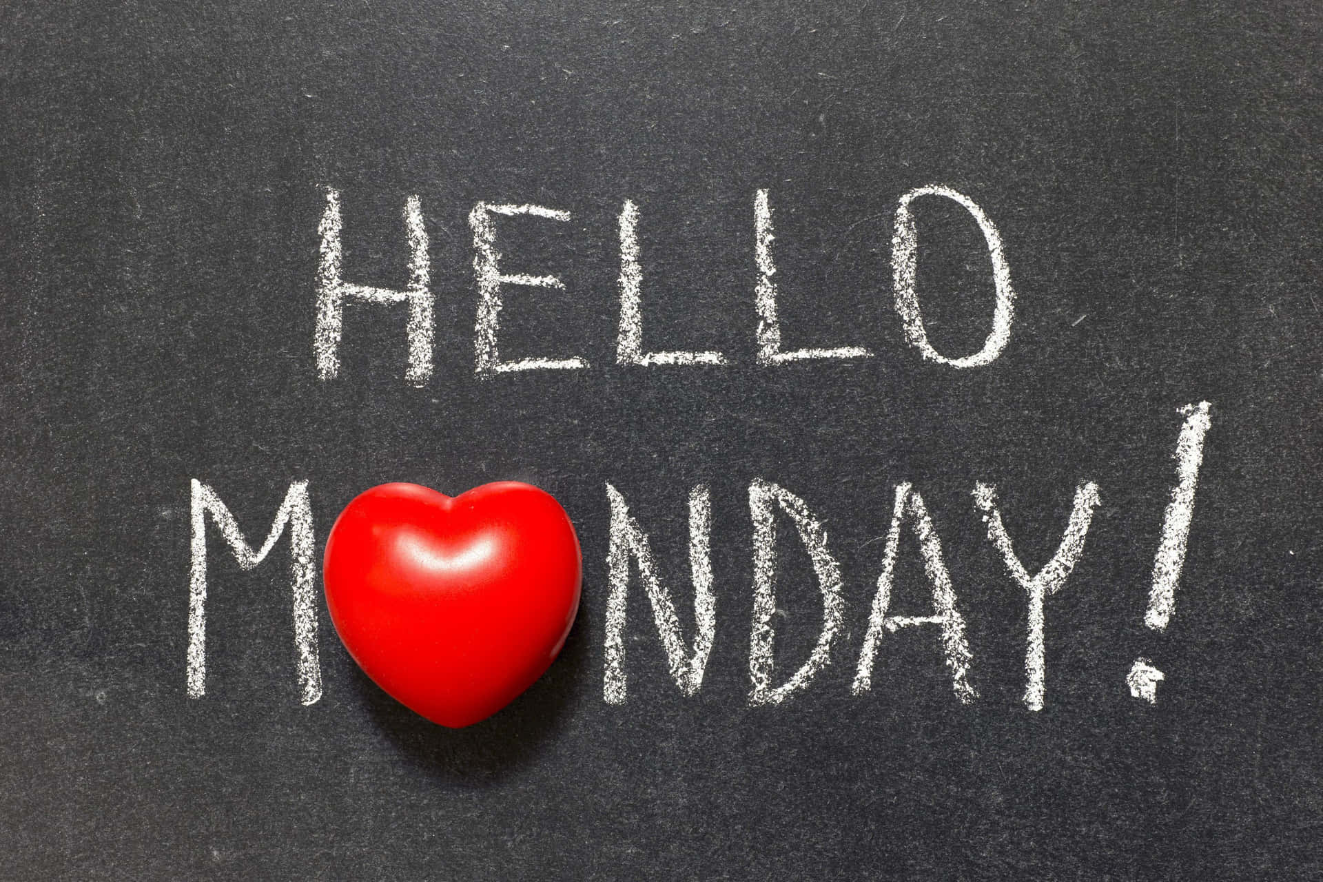 Hello Monday Red Heart Chalk Writing Picture