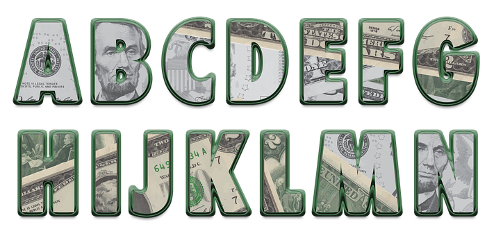 Money Alphabet Letters PNG