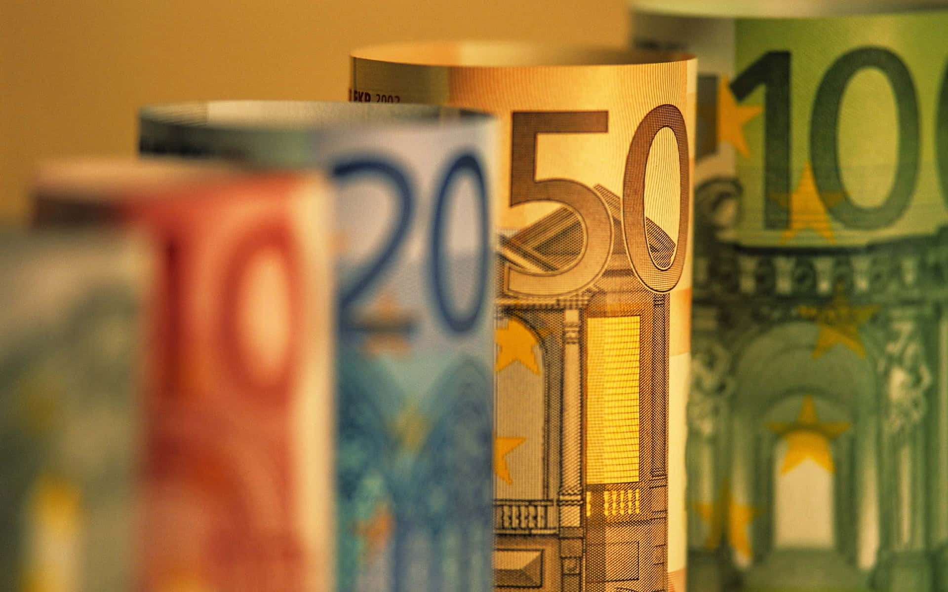 Euro Banknotes In A Row