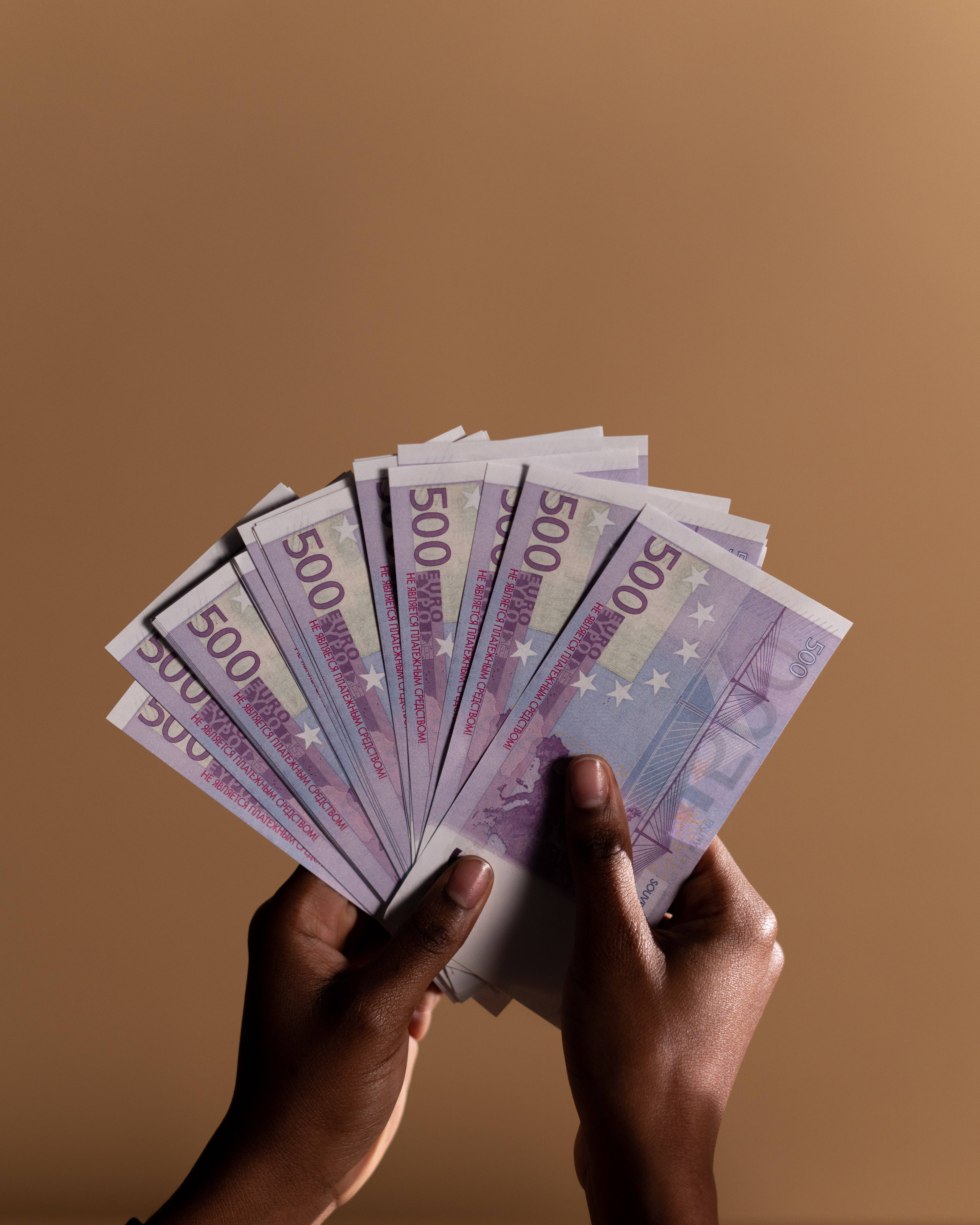 Money Background Hand With Purple Aesthetic Bills Background